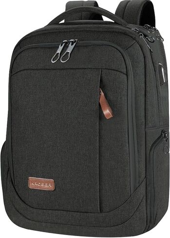 KROSER Laptop Backpack Large Computer Backpack Fits up to 17.3 Inch Laptop with USB Charging Port Water-Repellent Travel Backpack Casual Daypack for Business/College/Women/Men-Charcoal Black in Kuwait