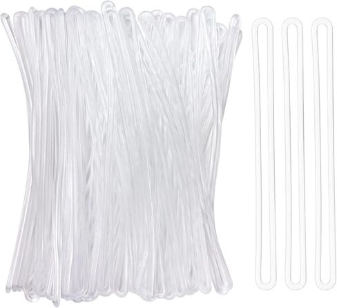 SBYURE 100 Pack Clear Plastic Luggage Loop Straps,Worm Loops for Luggage Tags,Plastic Name Tag Loop for Identification Cards ID,6 inch in Kuwait