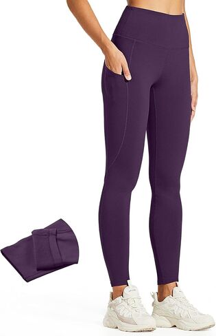 ZUTY Fleece Lined Leggings Women Water Resistant Winter Thermal Insulated High Waisted Hiking Leggings Pockets Plus Size in Kuwait