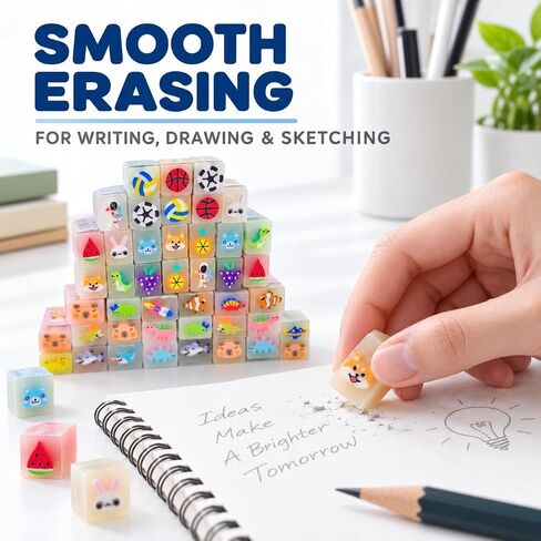 50 Pcs Eraser Bulk Classroom Office Fun Kawaii Erasers for Party Favors Stocking Fillers Daily Prizes Gift Filling Stocking Fillers Easter Egg Stuffers in Kuwait