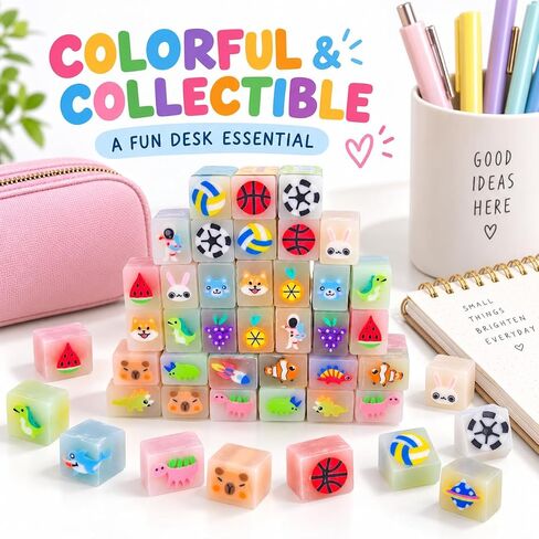 50 Pcs Eraser Bulk Classroom Office Fun Kawaii Erasers for Party Favors Stocking Fillers Daily Prizes Gift Filling Stocking Fillers Easter Egg Stuffers in Kuwait