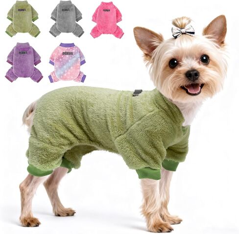 PAWCHIE Dog Fuzzy Velvet Pajamas,Dog Sweater Winter Cloth for Small Dogs Cat,Boy Girl,Pet Jumpsuit, Doggy Apparel for Teacup Yorkie Chihuahua,Pink,XS in Saudi Arabia