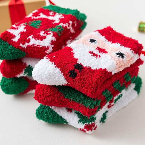 Womens Christmas Fuzzy Socks Winter Warm Cozy Socks Soft Fluffy Cartoon Monster Socks Athletic Indoor Socks for Women in Kuwait