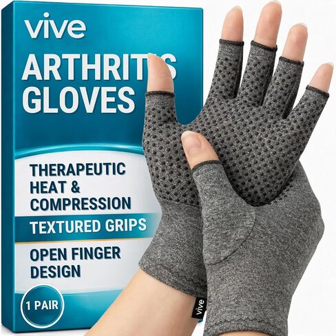 قفازات التهاب المفاصل Vive مع مقابض - ضغط بدون أصابع للرجال والنساء - قفازات يد مفتوحة للأصابع لعلاج الروماتويد والتهاب المفاصل العظمي - تخفيف آلام المفاصل المفاصل لكتابة الكمبيوتر (متوسط) in Kuwait