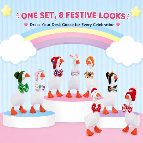 8 Sets 7 Inch Desk Goose Outfits, Year-Round Goose Clothes for Every Season in Kuwait