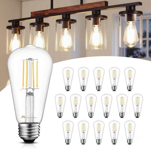 لمبة إضاءة LED E26 عتيقة قابلة للتعتيم من MASTERY MART، 2700 كلفن أبيض ناعم 5.5 وات (ما يعادل 60 واط)، زجاج ST21 طراز إديسون العتيق، 500 لومن، لمبة خيوط زخرفية، UL ونجمة الطاقة، 10 عبوات in Kuwait