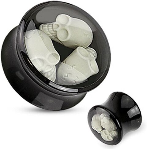 Triple Skull Enclosure Inlay Black Acrylic WildKlass Saddle Plug (Sold as a Pair) in Kuwait
