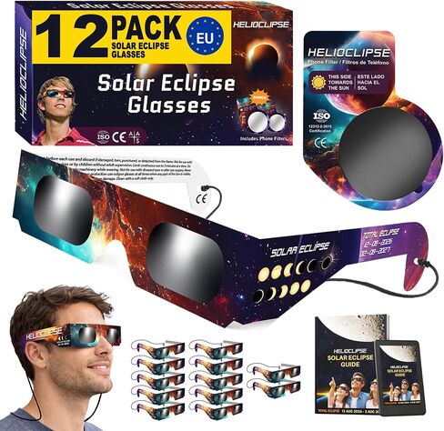 Helioclipse (6 Pack Solar Eclipse Glasses Nasa Approved 2024 - Trusted for Direct Solar Eclipse Viewing - ISO 12312-2 & CE Certfied in Saudi Arabia