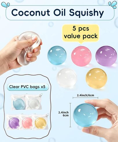 5 Pcs Coconut Oil Squishy, Shapeable No Rebound Sensory Ball, Fun Fidget Toy for Study Work Relaxation, Desk Decor, Great Gift for Adults & Kids (Candy Color) in Saudi Arabia