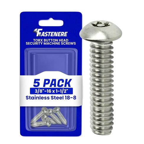 3/8-16 x 1-1/2" Button Head Torx Security Machine Screw Bolt Screws Stainless Steel Tamper Resistant, Qty 5 Thread Size 3/8-16 x 1-1/2" Length by Fastenere in Saudi Arabia