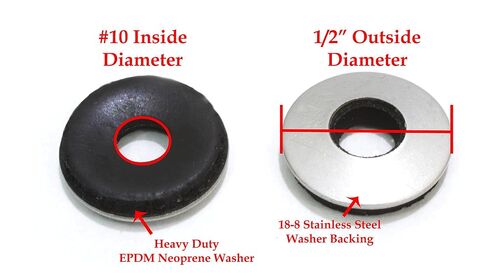 Bolt Dropper #10 x 1/2" OD Stainless steel EPDM Washers - 100 pcs, Neoprene Bonded Sealing Washers - Washer Seals - Rubber Backed Washers - Leak-proof Seal, Withstands Wet Environment - Pack of 100 in Kuwait