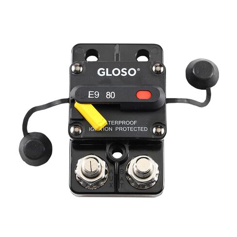 GLOSO E9T (120A) قاطع دائرة إعادة الضبط اليدوي لشاحنة السيارة RV محرك التصيد البحري والأسلاك المخصصة لحماية البطارية الصوتية، قواطع الدائرة الحرارية ذات القطب الواحد E9T (120A) in Kuwait