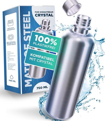 زجاجة MATE OF STEEL® Premium سعة 25 أونصة من أجل Sodastream Aqua Fizz, Fizzi & Art - زجاجة مياه معدنية من الفولاذ المقاوم للصدأ آمنة للاستخدام في غسالة الأطباق ومقاومة للتسرب - زجاجات بديلة لتيار الصودا in Kuwait