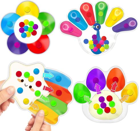 4PC Color Sorting Sensory Toys Fine Motor Skills for Toddler, Preschool Classroom Activities Autism Autistic Quiet Toys for Kids Calm Down Toy Travel Roadtrip Essentials for Kid Boy Girl Gift in Saudi Arabia