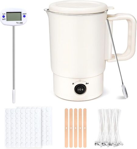 AOTOIE Wax Melter Kit for Candle Making, Large Candle Melting Pot, DIY Candle Making Supplies for Woman, Included Candle Wicks, Wick Stickers, Centering Device, Stirring Spoon, Mothers Day Gifts in Saudi Arabia