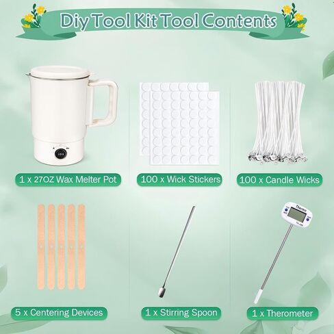 AOTOIE Wax Melter Kit for Candle Making, Large Candle Melting Pot, DIY Candle Making Supplies for Woman, Included Candle Wicks, Wick Stickers, Centering Device, Stirring Spoon, Mothers Day Gifts in Saudi Arabia