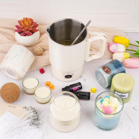 AOTOIE Wax Melter Kit for Candle Making, Large Candle Melting Pot, DIY Candle Making Supplies for Woman, Included Candle Wicks, Wick Stickers, Centering Device, Stirring Spoon, Mothers Day Gifts in Saudi Arabia