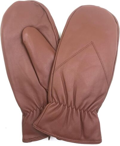 ZLUXURQ Mens Lambskin Leather Mittens Gloves Thick Fleece Lined in Kuwait