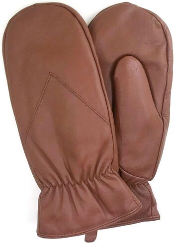ZLUXURQ Mens Lambskin Leather Mittens Gloves Thick Fleece Lined in Kuwait