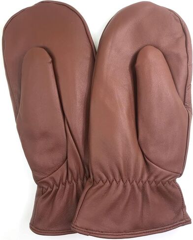 ZLUXURQ Mens Lambskin Leather Mittens Gloves Thick Fleece Lined in Kuwait