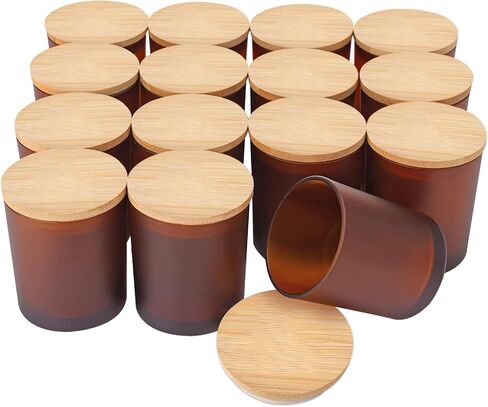 SUPMIND 15P Glass Candle Jars with Bamboo Lids, 7oz Clear Candle Containers in Saudi Arabia