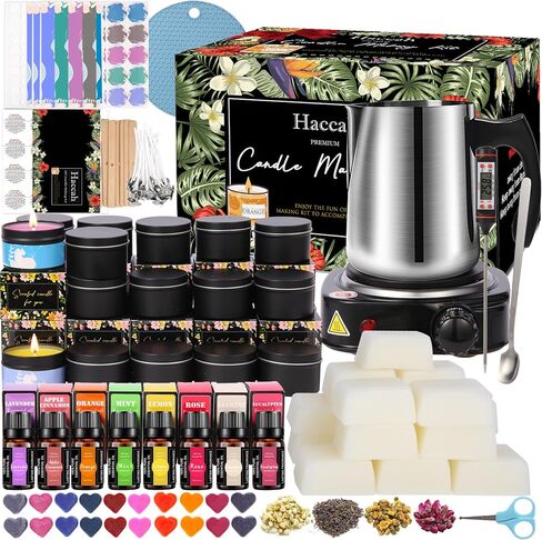 Complete Candle Making Kit With Wax Melter, Candle Making Supplies, DIY Arts&Crafts Kits Gift For Adults,Beginners,Including Bees Wax,500w Electric Stove,Wicks,Rich Scents,Wick Clips,Pouring Pot Etc. in Kuwait