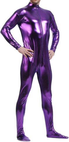Seeksmile Unisex Metallic Bodysuit Zentai without Hood Adult Shiny One Piece Spandex Body Suit Halloween Costume in Kuwait