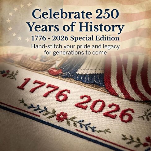 Odetina She Stitched The Stars Cross Stitch Kit 1776-2026 Patriotic Craft in Saudi Arabia
