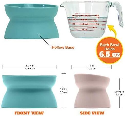 Kitty City Elevated Cat Bowls (Set of 2), Whisker-Friendly Raised Cat Food & Water Dishes, Modern Pedestal Design, Dishwasher Safe, 6.5 oz Each – White & Gray in Kuwait