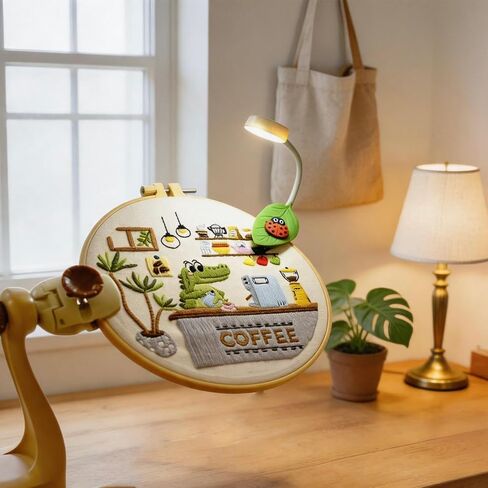 Rechargeable Embroidery Hoop Light, Cute Leaf & Ladybug Shape in Saudi Arabia
