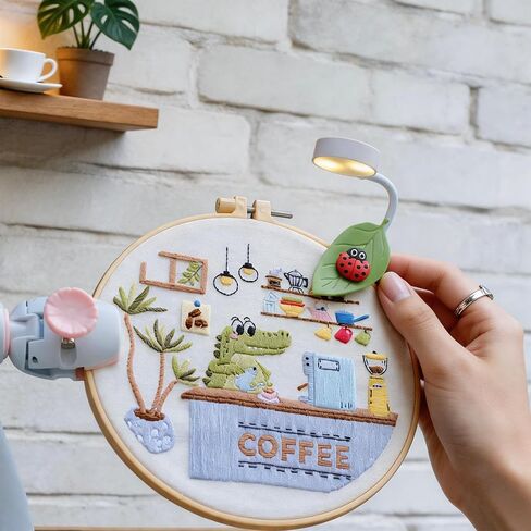 Rechargeable Embroidery Hoop Light, Cute Leaf & Ladybug Shape in Saudi Arabia
