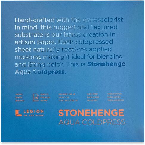 Stonehenge Aqua White Medium Weight Block, 140lb, Coldpress, 15 Sheets for Wet and Dry Media (12X16) in Kuwait