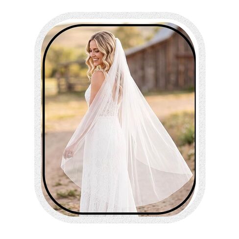 Unsutuo Bride طرحة زفاف 1 طبقة كاتدرائية حجاب الزفاف تول الحجاب مع مشط قطرة الحجاب للنساء والفتيات (59 "W-212" L، العاج) in Kuwait