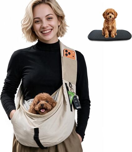 Dog Sling Carrier for Small Dogs 5-20 lbs, Rigid Hard Bottom, Hands-Free in Saudi Arabia