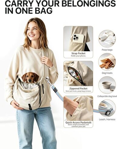 Dog Sling Carrier for Small Dogs 5-20 lbs, Rigid Hard Bottom, Hands-Free in Saudi Arabia