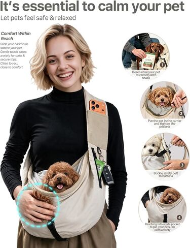 Dog Sling Carrier for Small Dogs 5-20 lbs, Rigid Hard Bottom, Hands-Free in Saudi Arabia