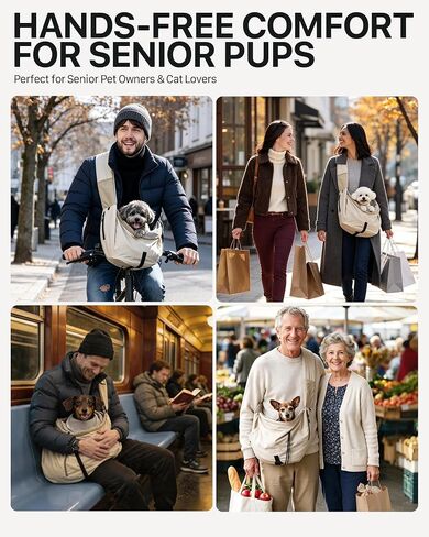 Dog Sling Carrier for Small Dogs 5-20 lbs, Rigid Hard Bottom, Hands-Free in Saudi Arabia