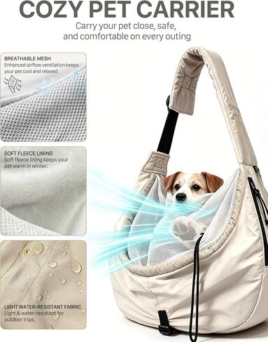 Dog Sling Carrier for Small Dogs 5-20 lbs, Rigid Hard Bottom, Hands-Free in Saudi Arabia