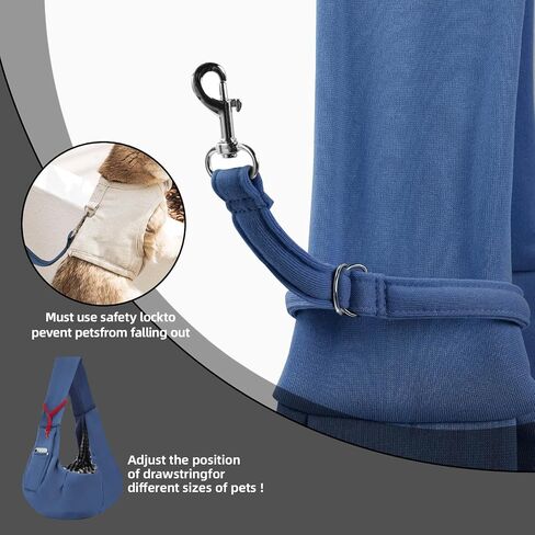 Dog Carrier Sling - Reversible Puppy Carrier Purse with Storage Pocket, Hand-Free Dog Sling Carrier for Carry Small Dogs and Cats, Travel Safety Harness, Dog and Cat Harness (Blue) in Kuwait