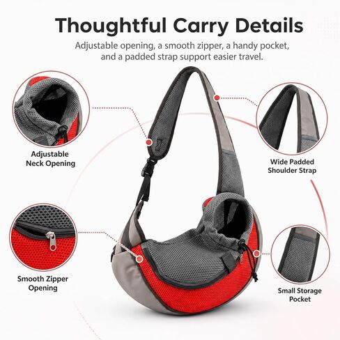 Pet Sling Carrier for Small Dogs Cats, Hands Free Wrap Pet Carrier in Kuwait