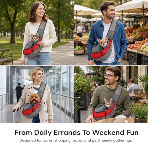 Pet Sling Carrier for Small Dogs Cats, Hands Free Wrap Pet Carrier in Kuwait