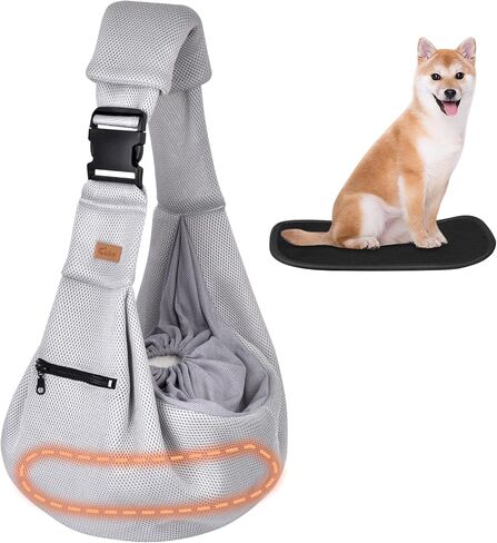 CUBY Dog and Cat Sling Carrier - Hands Free Breathable Mesh Small Dog Sling Carrier-Soft Pouch and Tote Design-Suitable for Puppy, Small Dog Cat Pets Carriers Sling Outdoor(Grey-Mesh,Adjust Strap 2.0) in Saudi Arabia