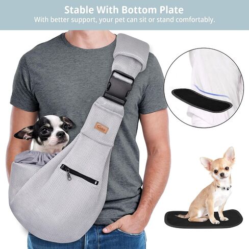 CUBY Dog and Cat Sling Carrier - Hands Free Breathable Mesh Small Dog Sling Carrier-Soft Pouch and Tote Design-Suitable for Puppy, Small Dog Cat Pets Carriers Sling Outdoor(Grey-Mesh,Adjust Strap 2.0) in Saudi Arabia