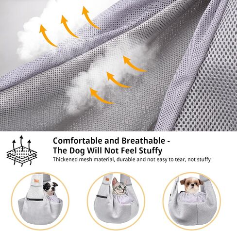 CUBY Dog and Cat Sling Carrier - Hands Free Breathable Mesh Small Dog Sling Carrier-Soft Pouch and Tote Design-Suitable for Puppy, Small Dog Cat Pets Carriers Sling Outdoor(Grey-Mesh,Adjust Strap 2.0) in Saudi Arabia