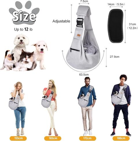 CUBY Dog and Cat Sling Carrier - Hands Free Breathable Mesh Small Dog Sling Carrier-Soft Pouch and Tote Design-Suitable for Puppy, Small Dog Cat Pets Carriers Sling Outdoor(Grey-Mesh,Adjust Strap 2.0) in Saudi Arabia