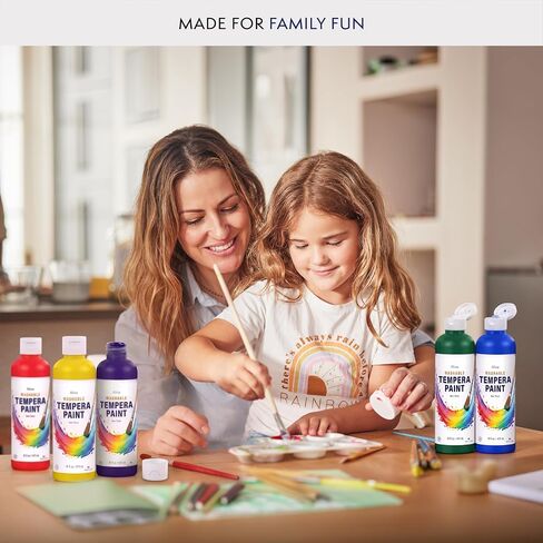 Washable Tempera Paint for Kids, 8 Pack | Non-Toxic Bulk Paint Set for Classroom & School | Large 16 oz Bottles | Crafts, Posters & Art Projects | 8 Vibrant Colors | Made in USA in Kuwait