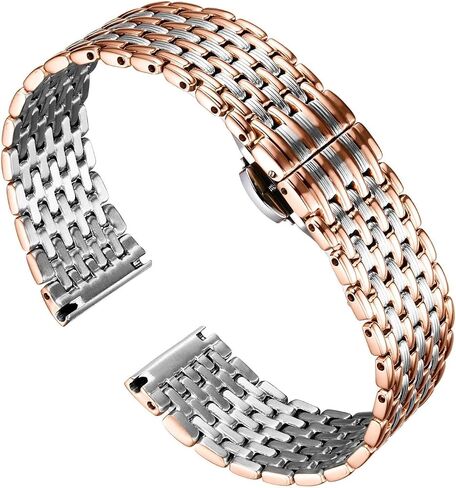 BINLUN Ultra Thin Mesh Stainless Steel Watch Band Light Watch Strap Polished Watch Bracelets Replacement 12mm/14mm/16mm/18mm/20mm/22mm for Men Women with Butterfly Buckle(Silver,16mm) in Kuwait
