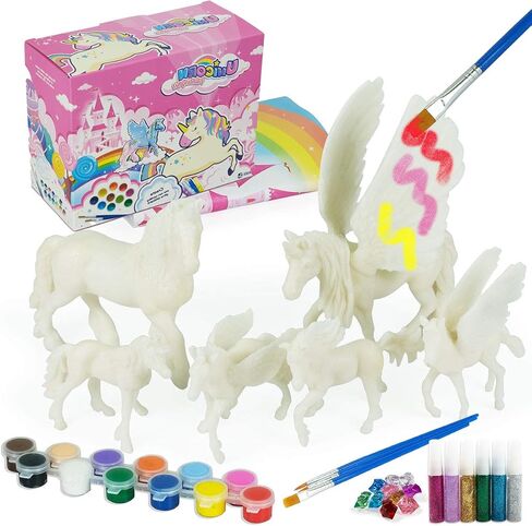 whatstem DIY Painting Unicorn Kit Arts and Crafts Set for Kids or Girls Decorate and Drawing 3D Toys for Children Gift(6 Unicorns) in Saudi Arabia