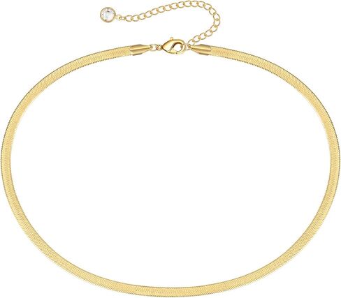 Turandoss Dainty Gold Choker Necklaces for Women - 14K Gold Plated Handmade Medallion Snake Link Chain Cross Star Moon Adjustable Simple Choker Necklaces for Women Jewelry in Kuwait