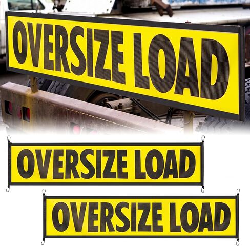 Juexica Oversize Load Signs for Trucks Oversize Load Banner 18" x 84" Mesh Oversize Load Flags with Metal Hooks and Stretch Cord for Escort Vehicles Car Truck, Yellow and Black in Kuwait